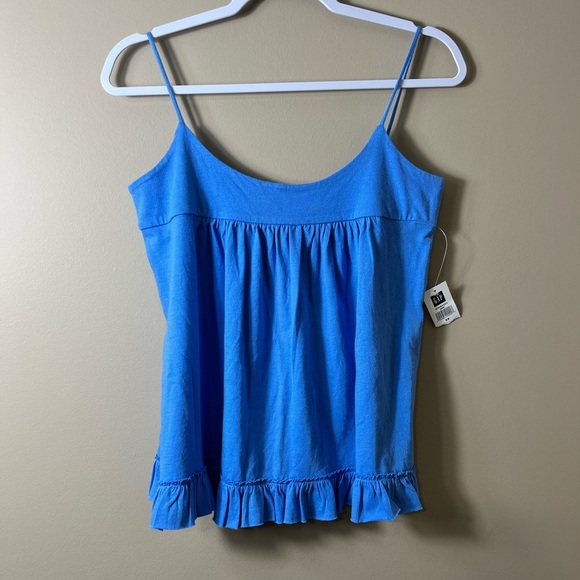 NWT GAP Blue Cami Ruffle Top Blouse Size XS Y2K Style Babydoll - Picture 2 of 6